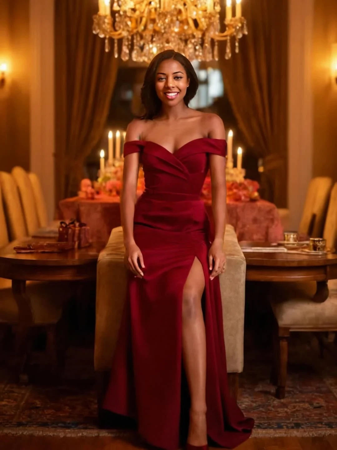 Burgundy Velvet Gown