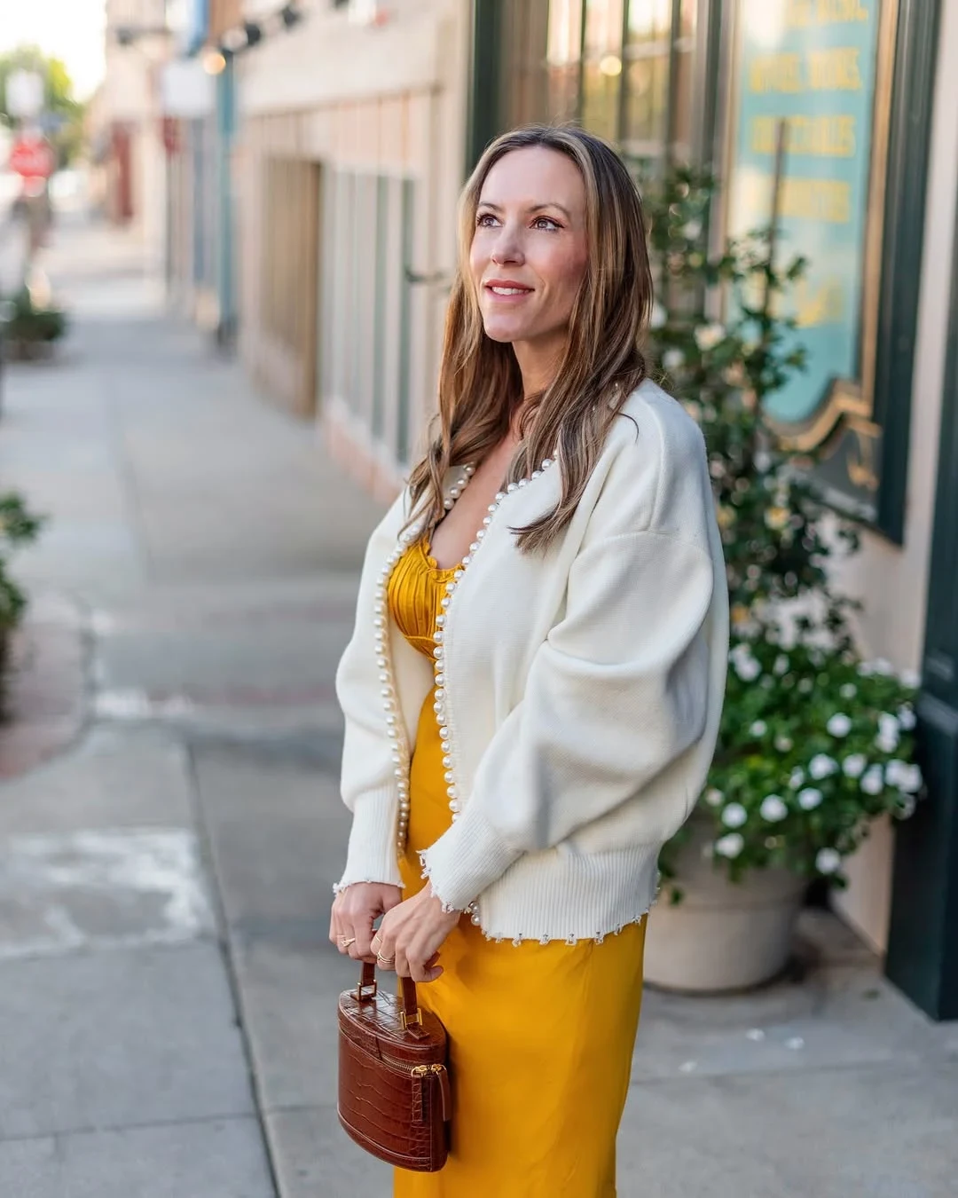 Mustard Midi and Cream Cardigan