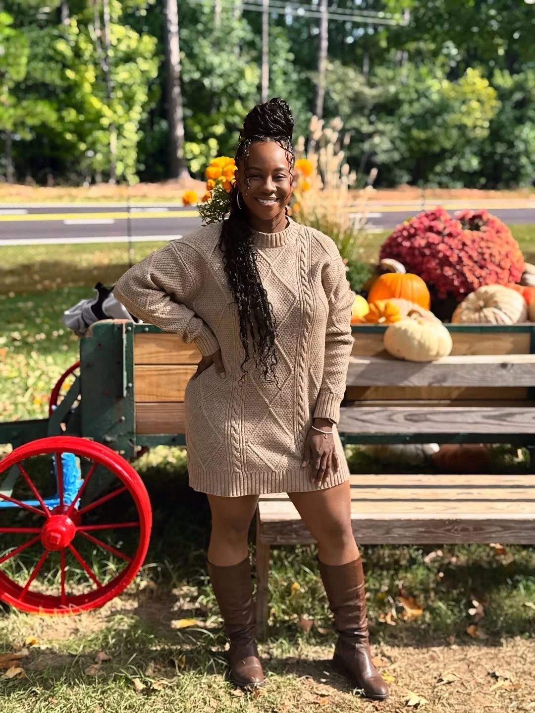 Beige Cable Knit Dress