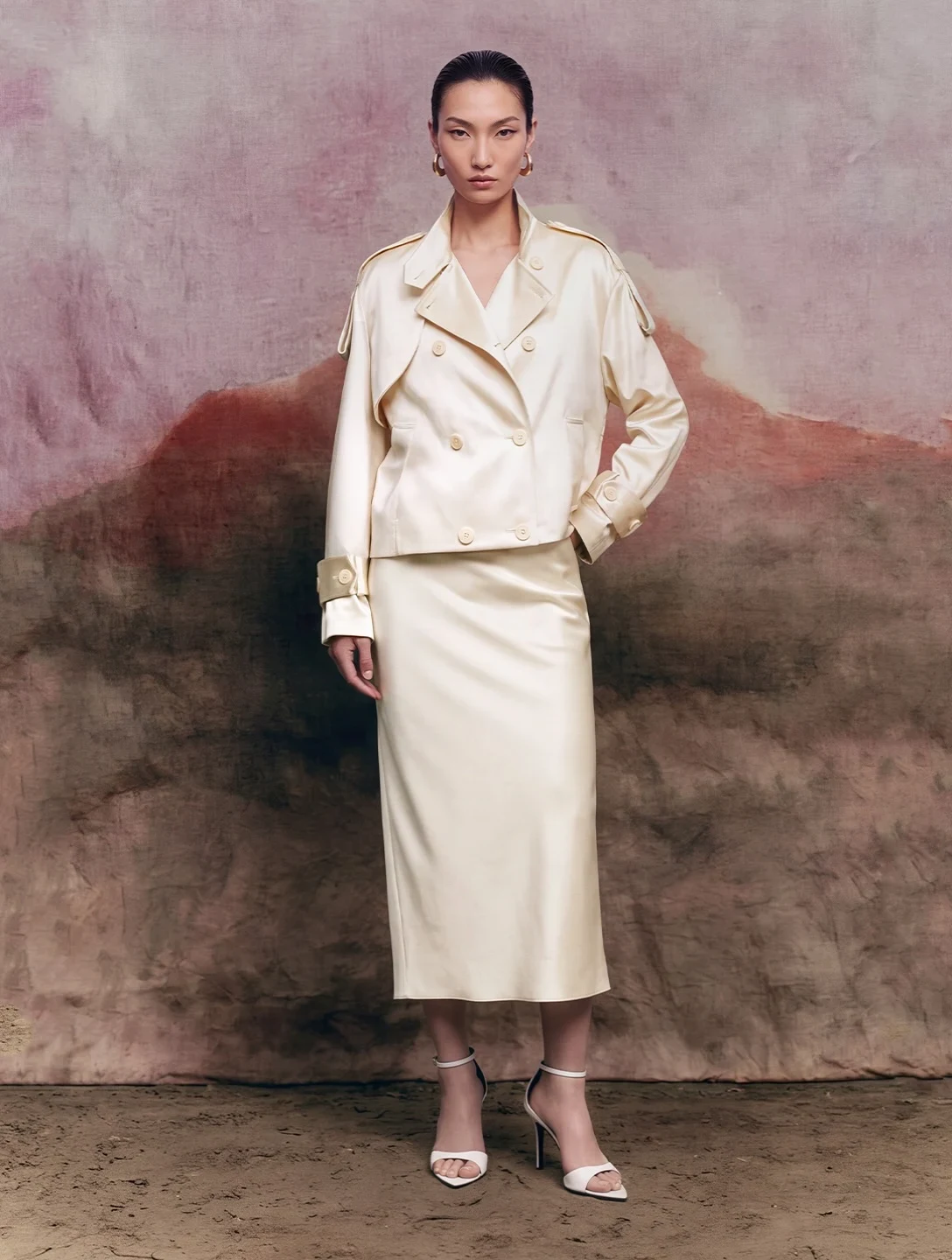 Cream Satin Set
