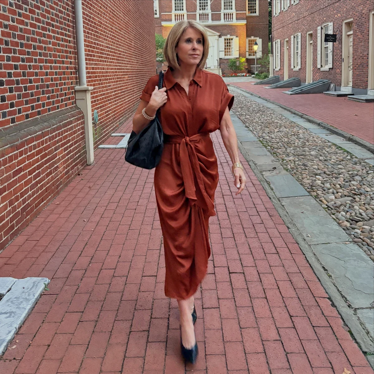 Rust Midi Dress