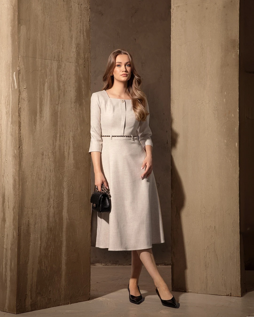 Beige Midi Dress